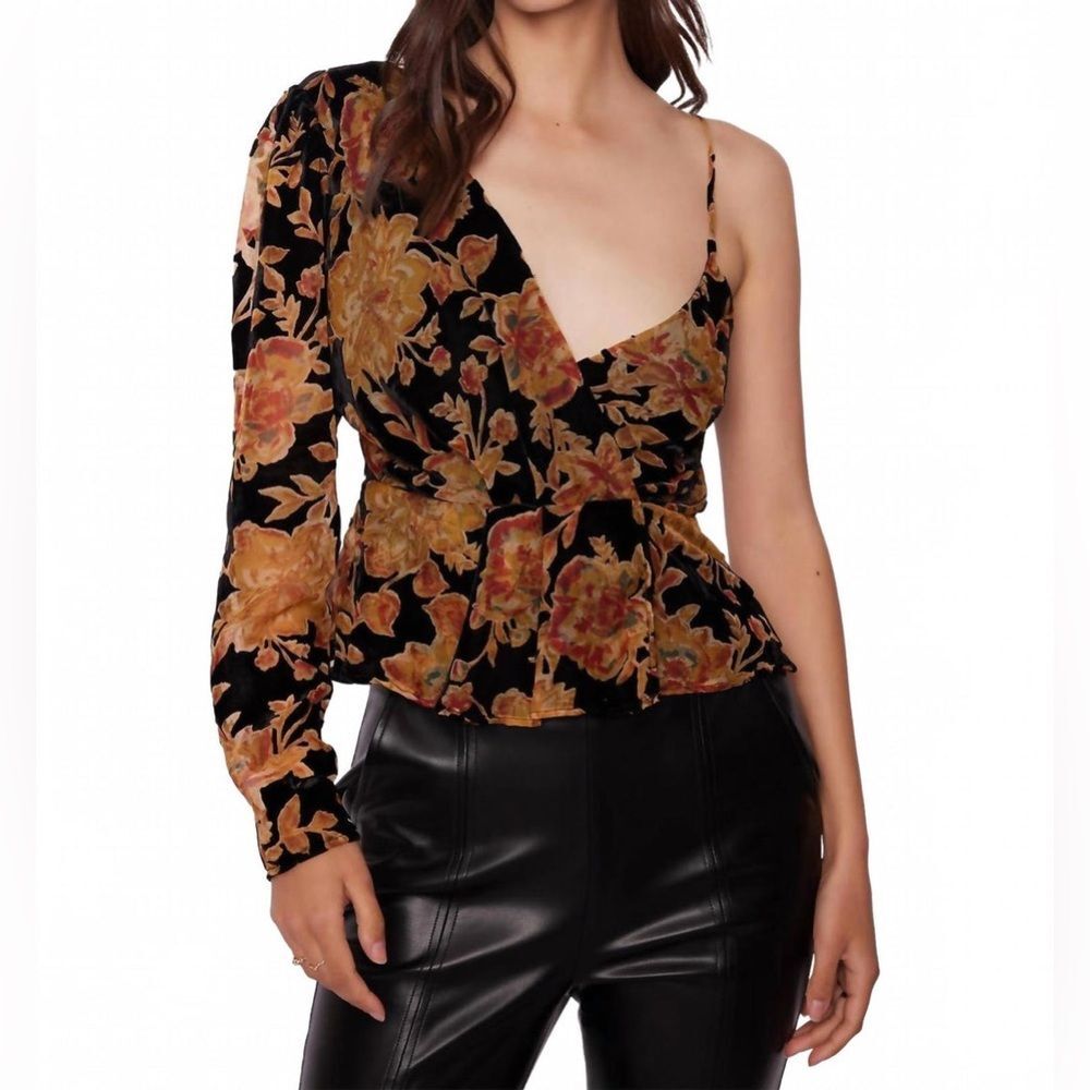 Lost + Wander Black and Orange Floral Blouse